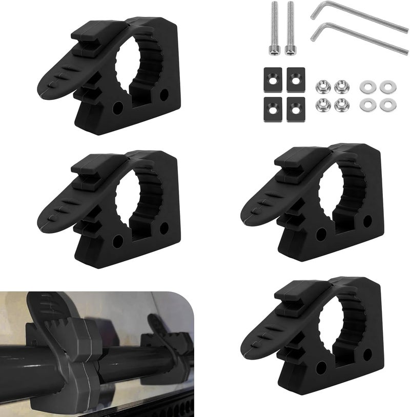Qurbuns 4 PCS Quick Release Rubber Clamp Mount Kit, Fits 1-1/5" to 1-1/2" Diameter Tool Handles, Multi-Purpose Quick Fist Mount Clamps, Universal for Truck UTV ATV Offroad RV Boat (Black) - Image 1